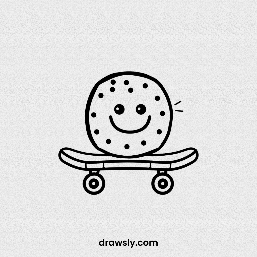 Cute Easy Skateboarding Sushi Drawing Idea