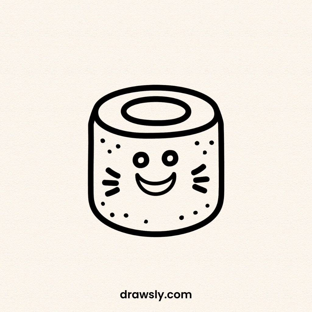 Cute Easy Smirking Sushi Roll Drawing Idea