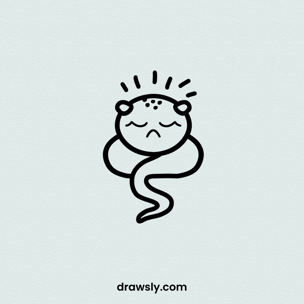 Cute Easy Snoozing Snake Drawing Idea