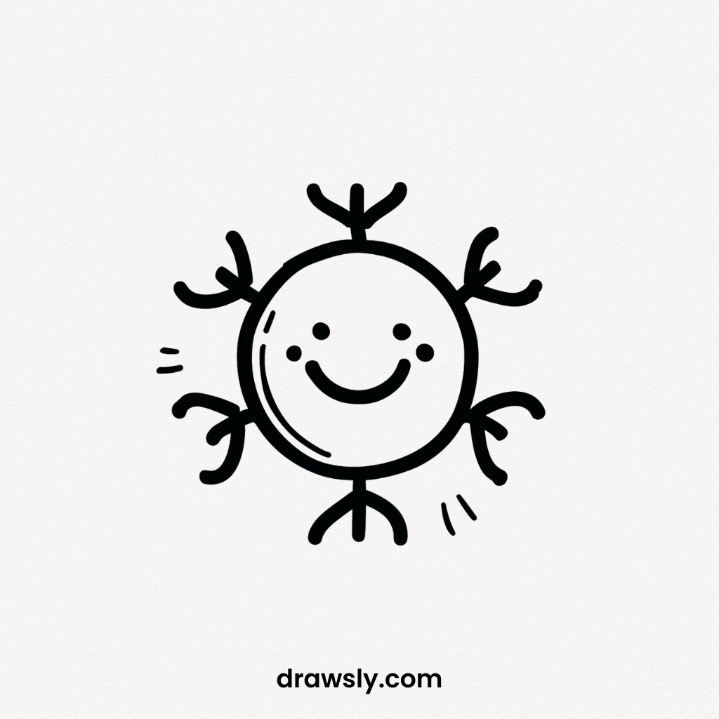 Cute Easy Snuggling Snowflake Drawing Idea