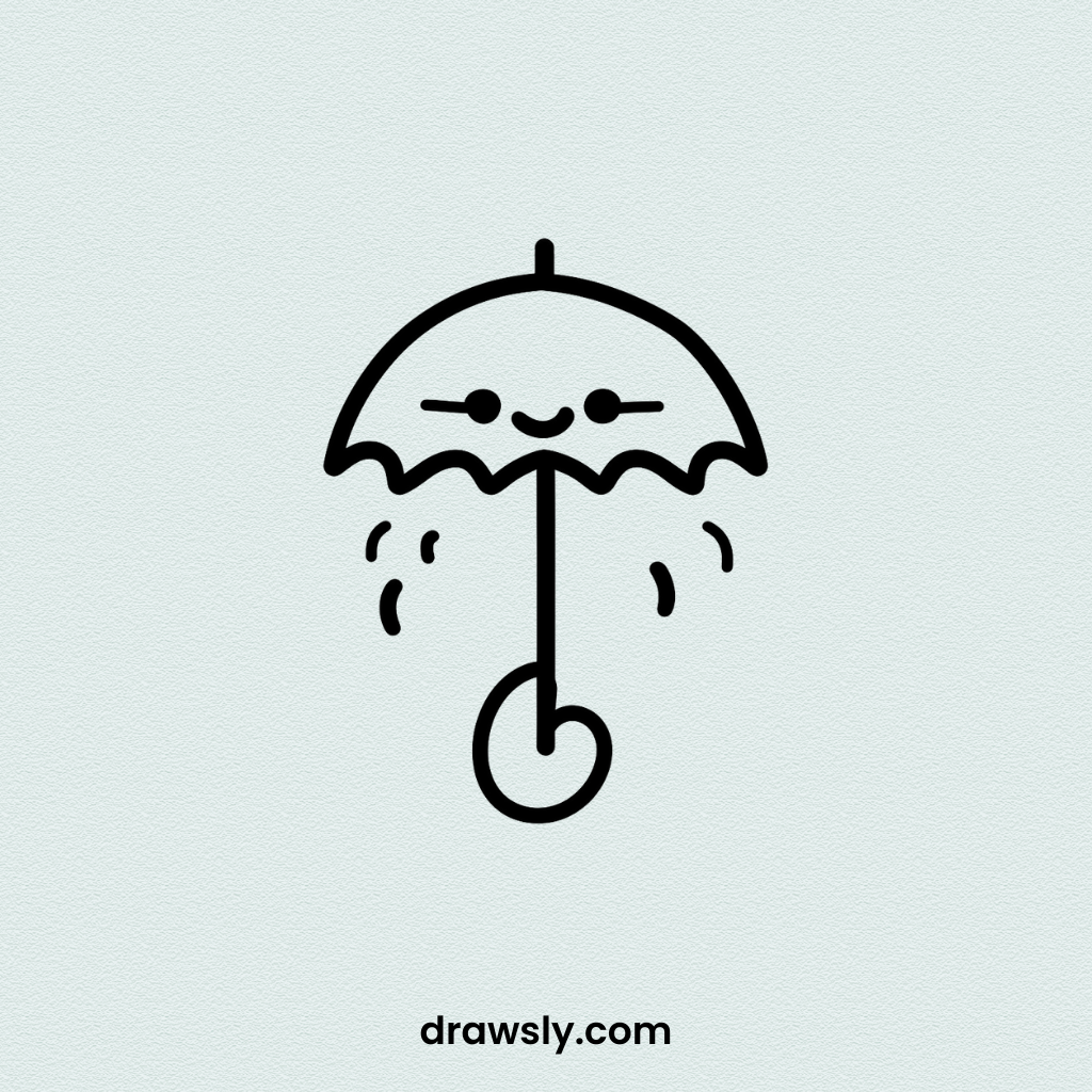 Cute Easy Unicycling Umbrella Drawing Idea