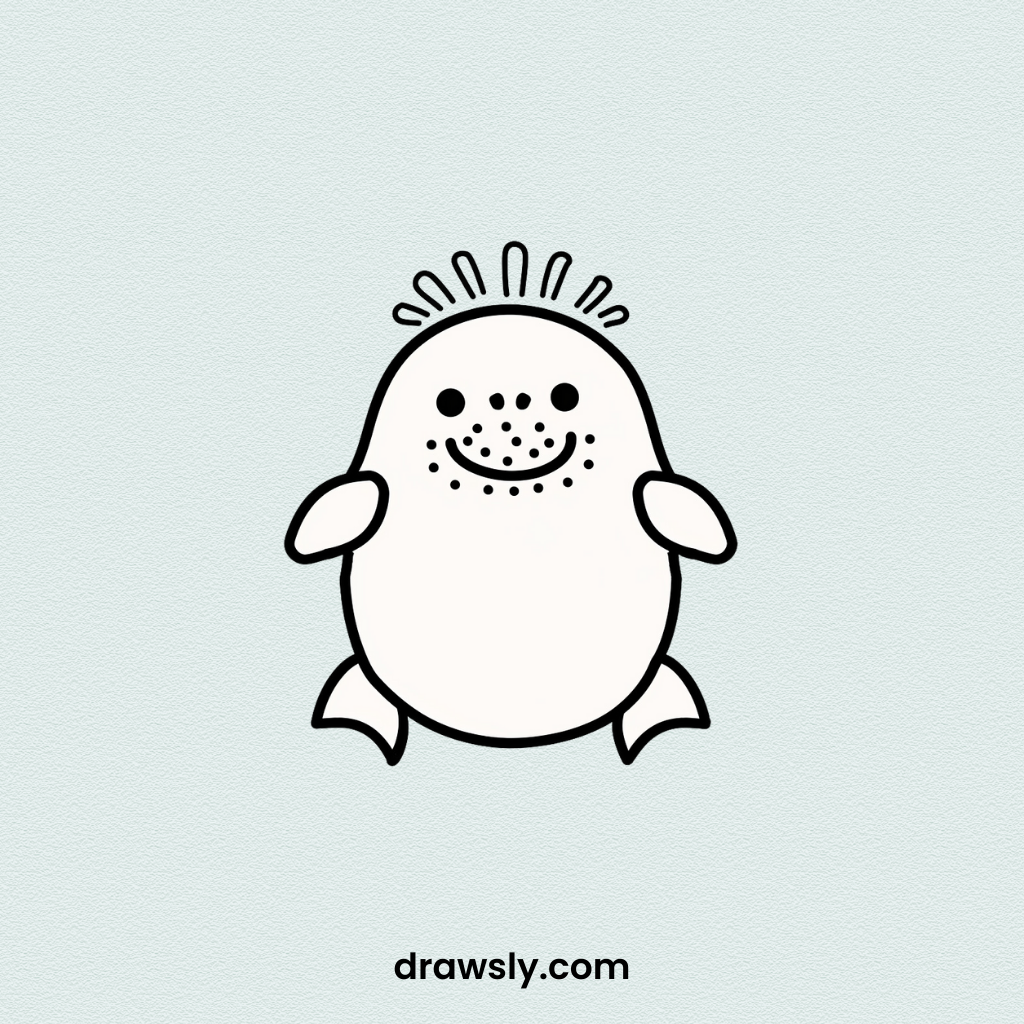 Cute Easy Waddling Walrus Drawing Idea