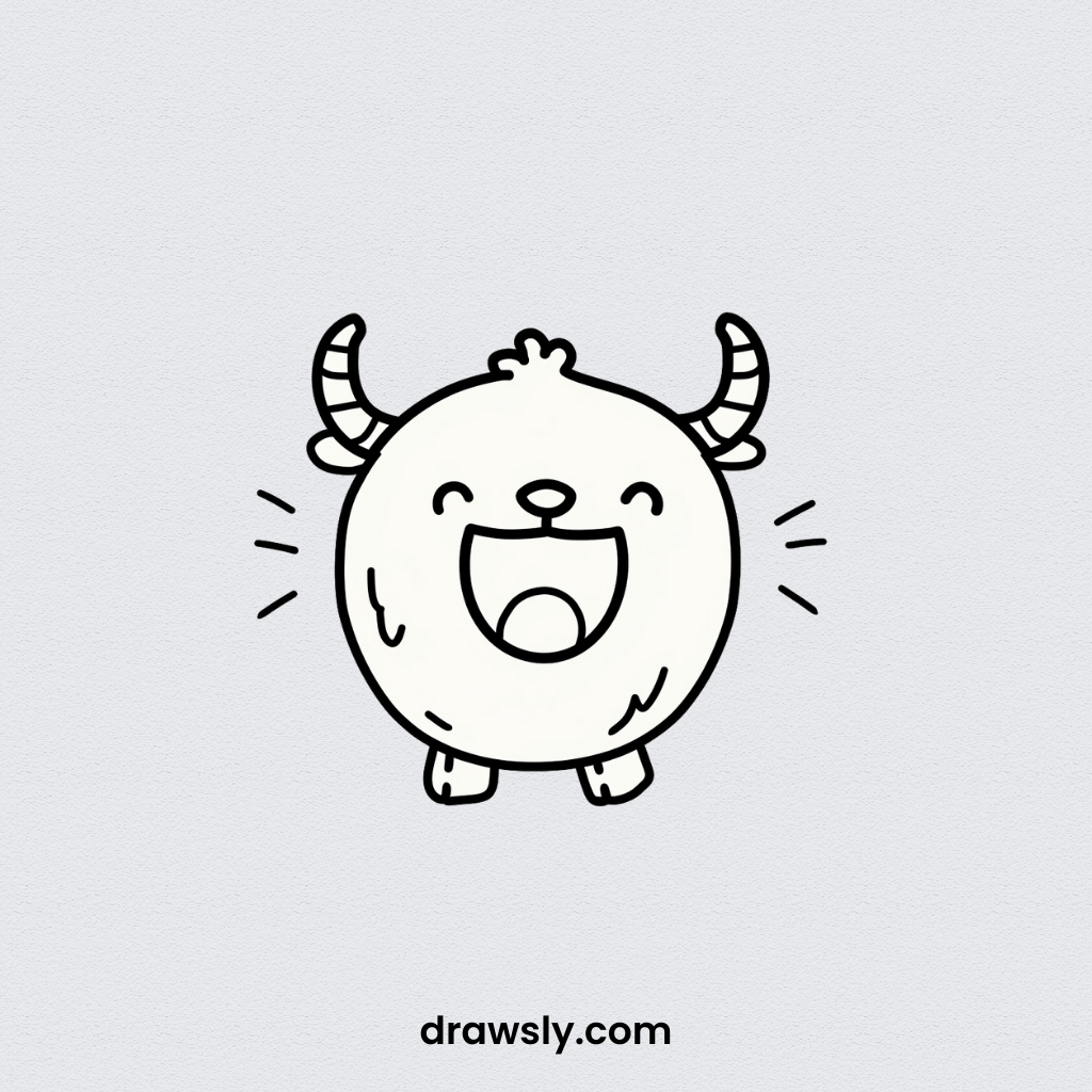 Cute Easy Yawning Yak Drawing Idea