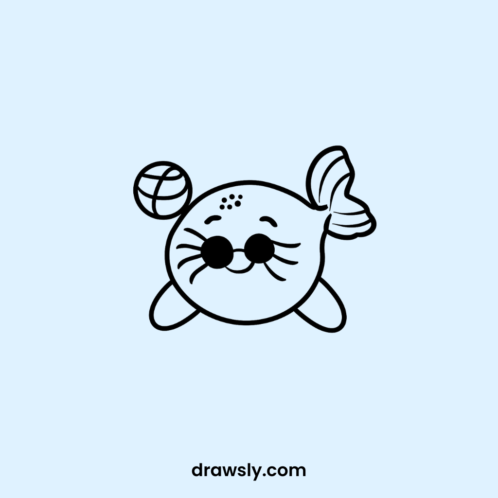 Cute Playful Sea Lion Drawings