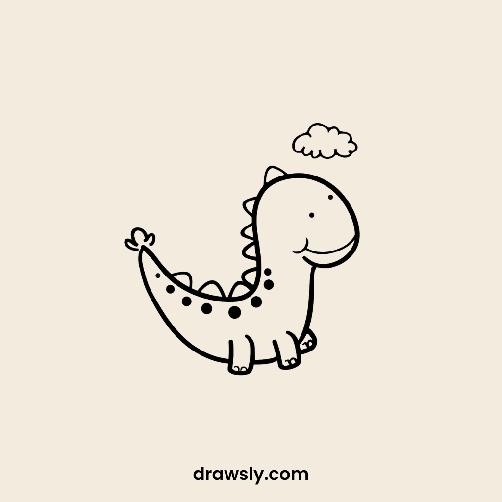 Cute Polka-Dotted Dinosaur Drawing