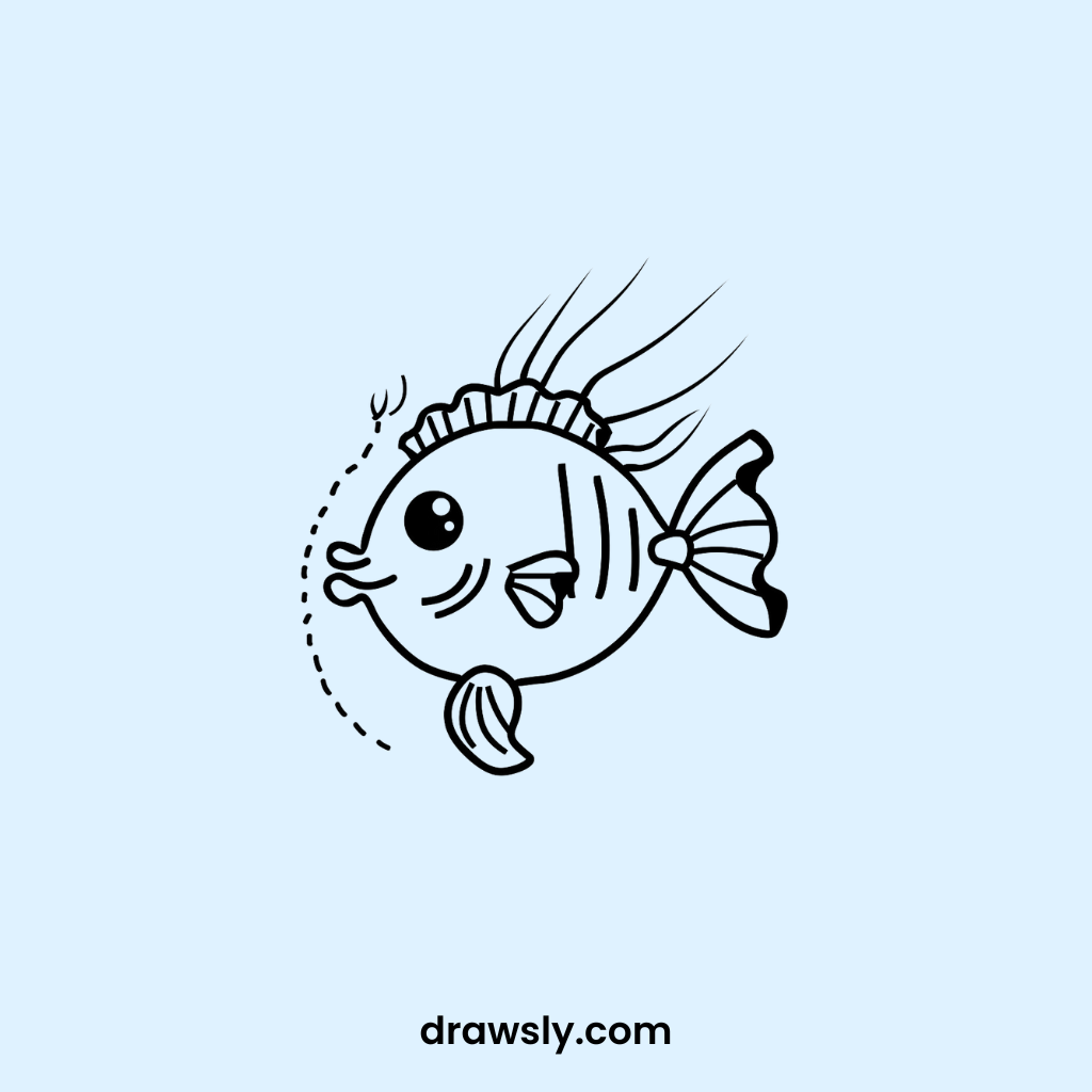 Cute Striped Angelfish Drawings