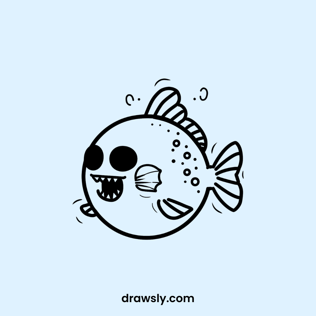 Cute Toothy Piranha Drawings