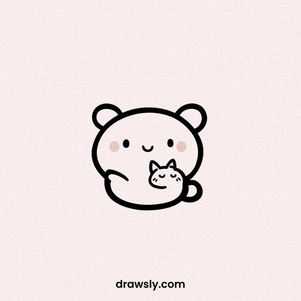 Dog Cuddling with Cat Drawing Idea