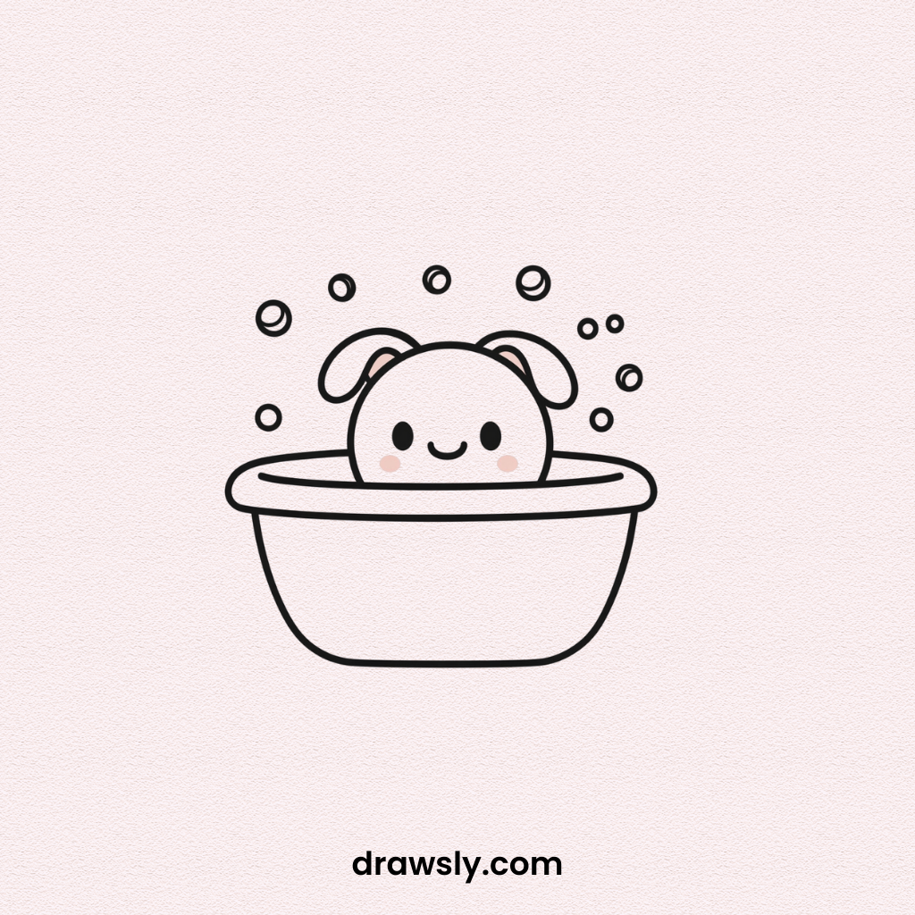 Dog Getting Bath Drawing Idea