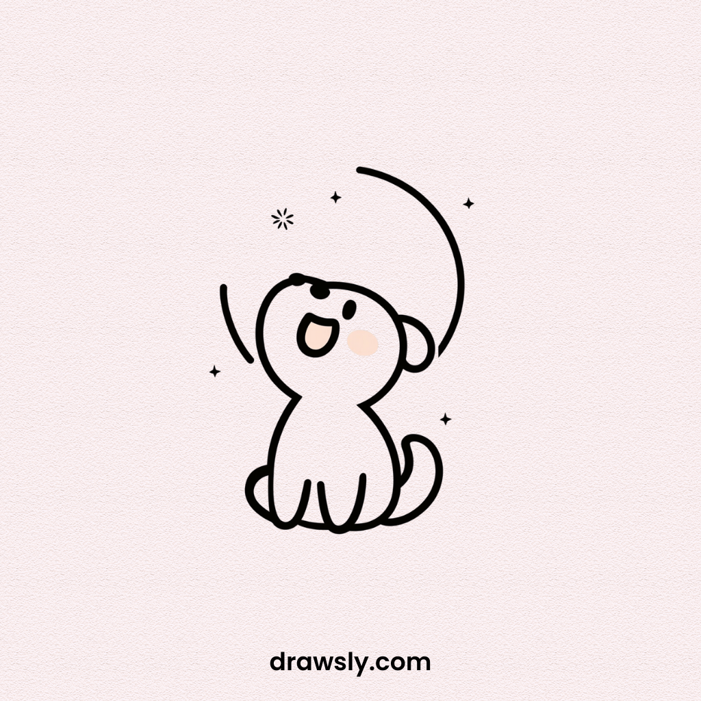 Dog Howling at Moon Drawing Idea