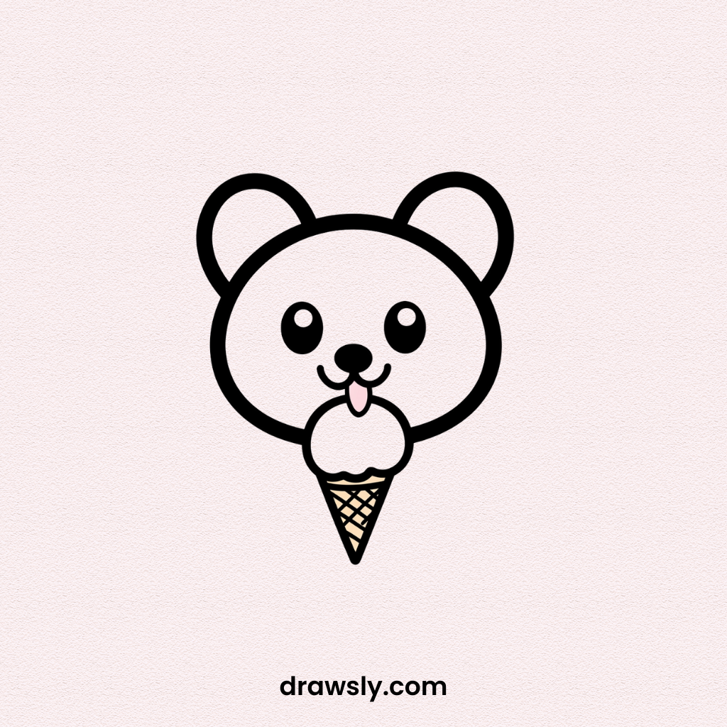 Dog Licking Ice Cream Cone Drawing Idea