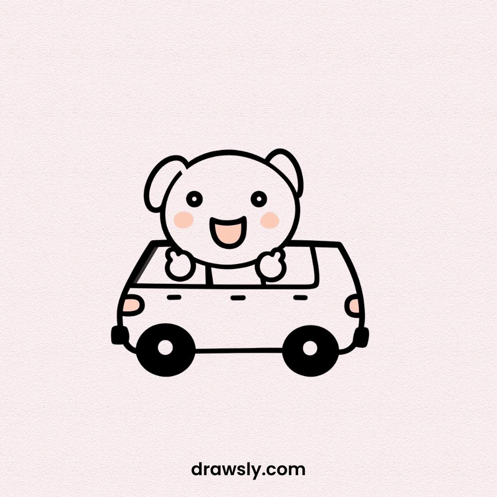 Dog Riding in Car Window Drawing Idea