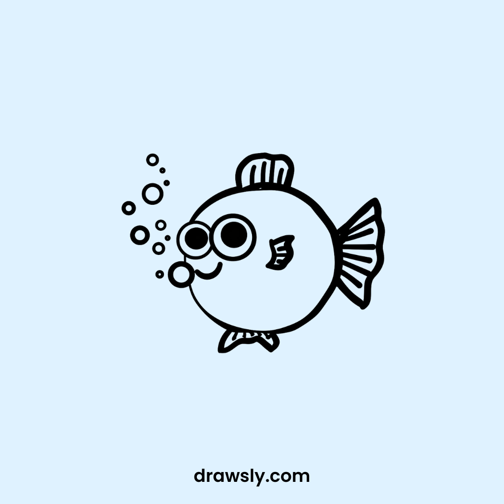 Easy Bubble-blowing Fish Drawing