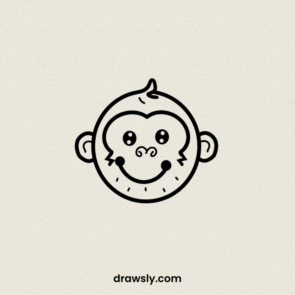 Easy Cute Mischievous Monkey Drawing Idea