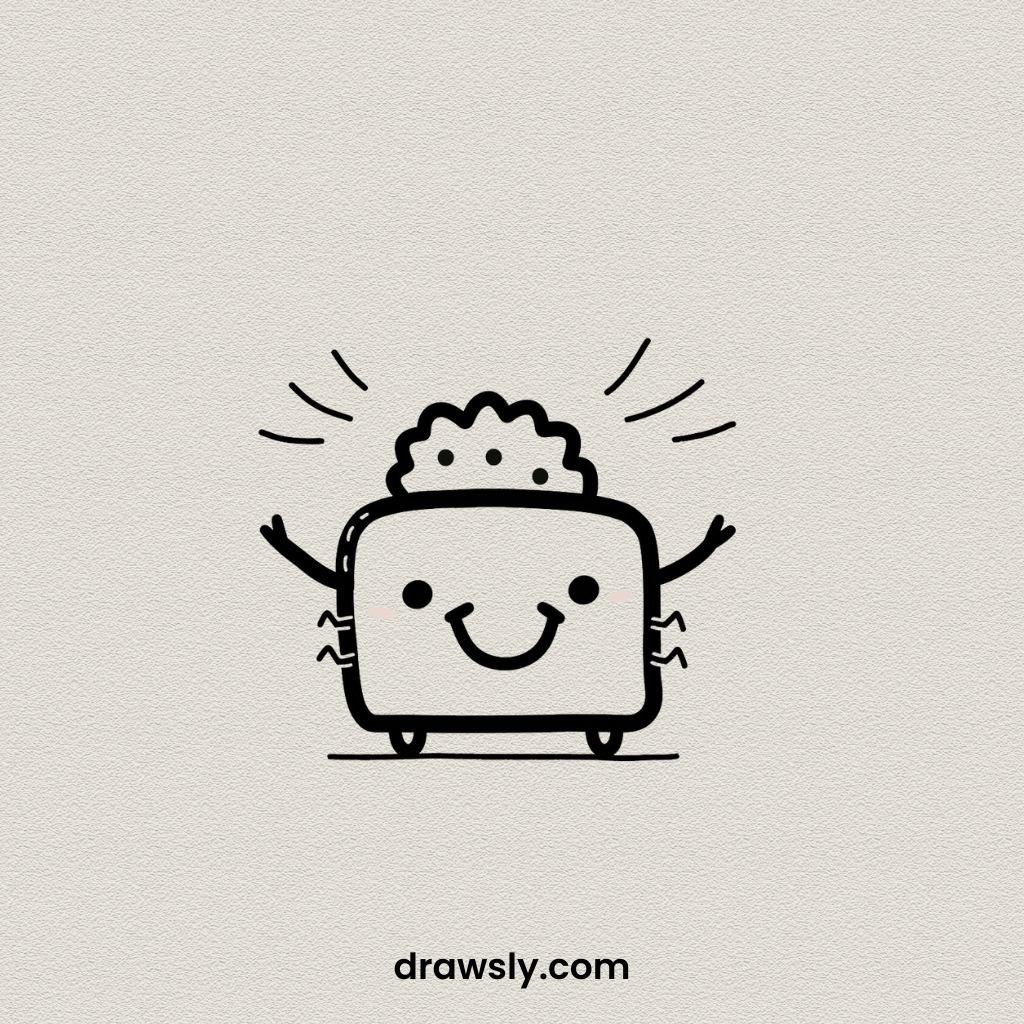 Easy Cute Ticklish Toaster Drawing Idea