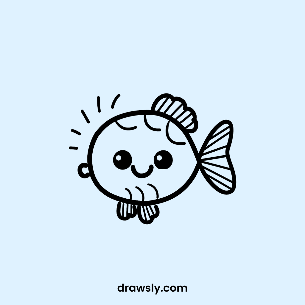 Easy Rainbow Fish Drawing