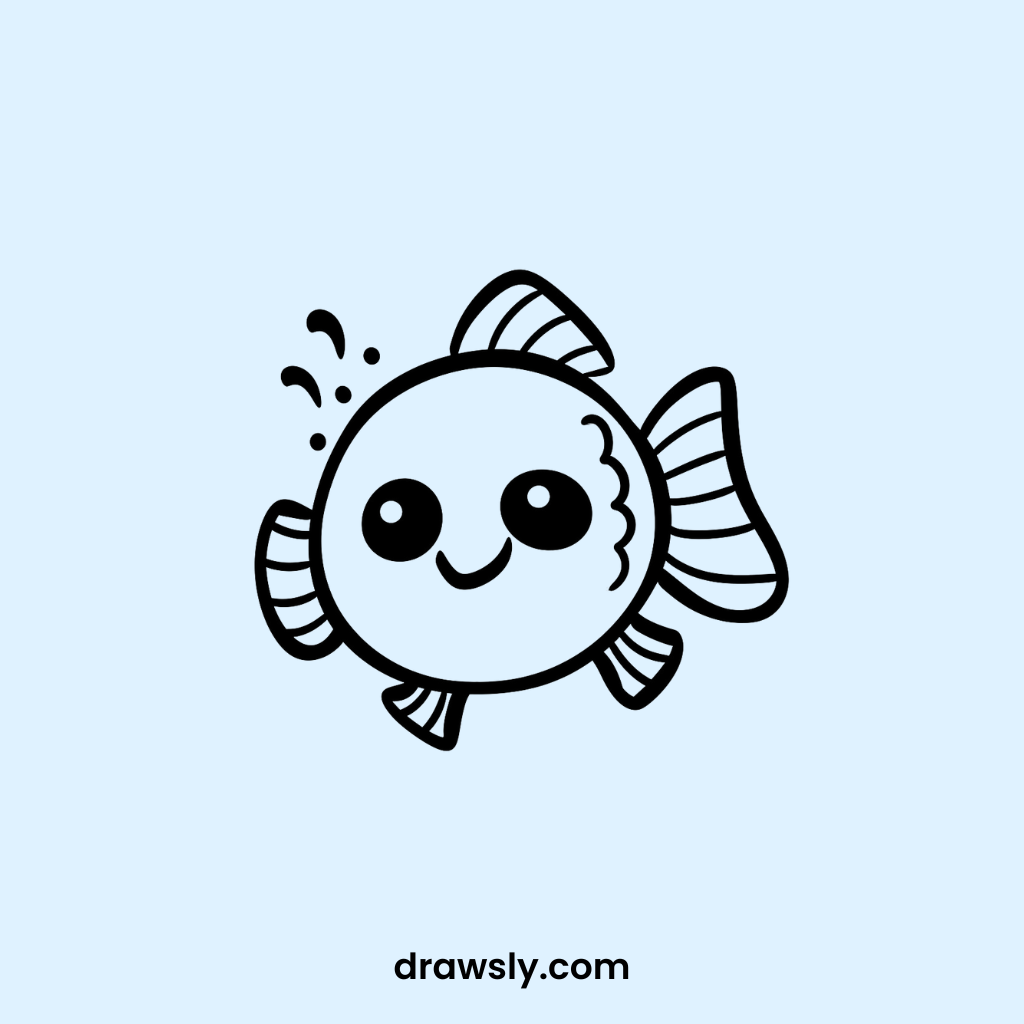 Easy Smiling Goldfish Drawing