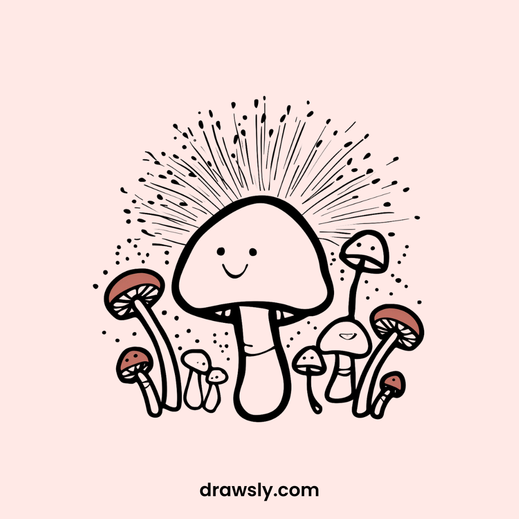 Mushroom Fireworks Display Drawing Idea