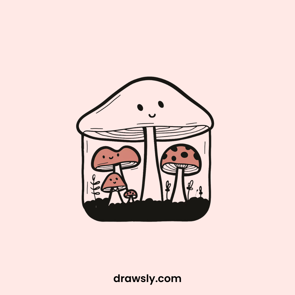 Mushroom Terrarium Drawing Idea