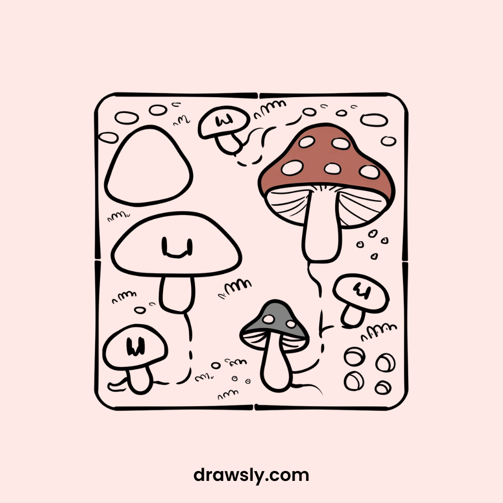 Mushroom-Themed Board Game Drawing Idea