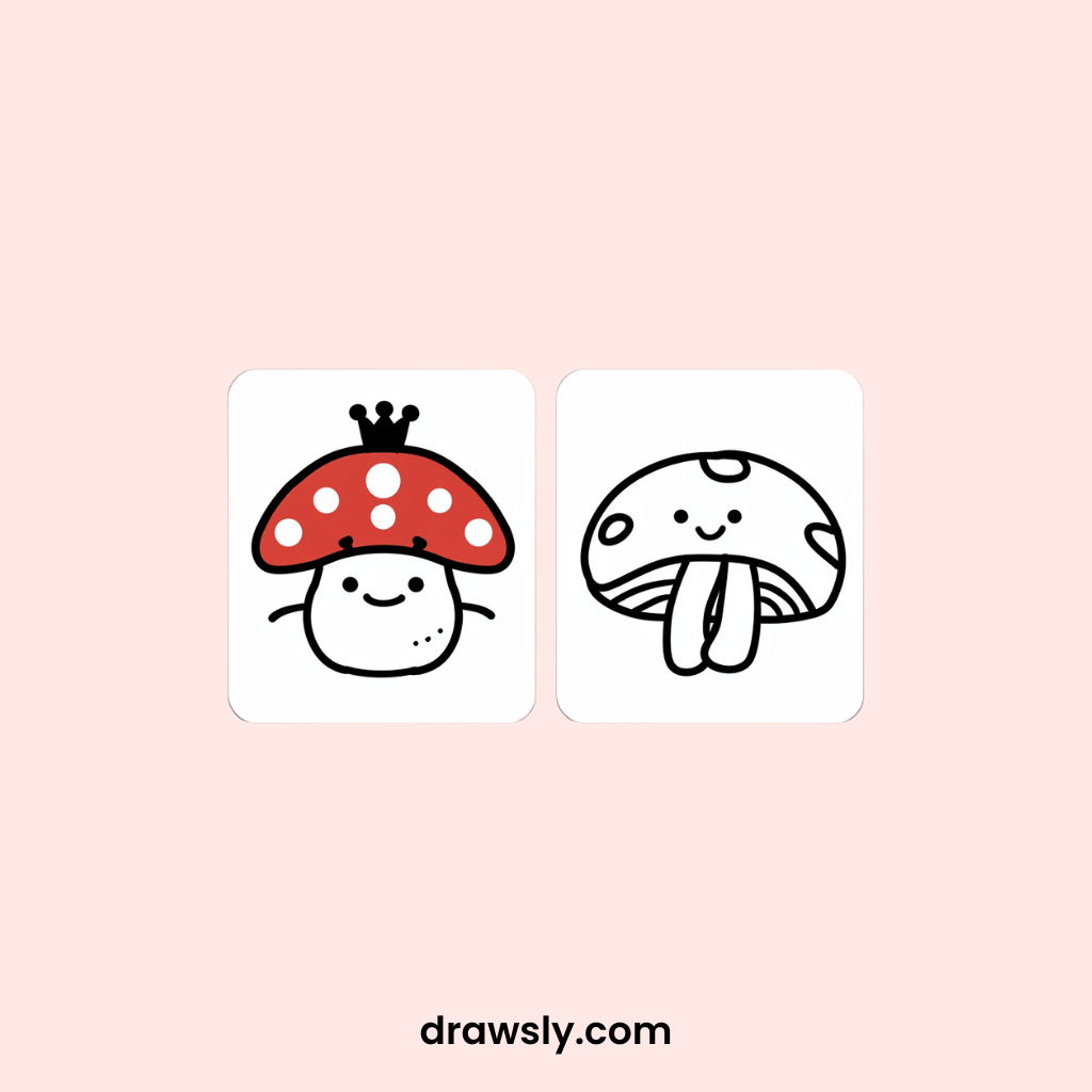 Mushroom-Themed Playing Cards Drawing Idea