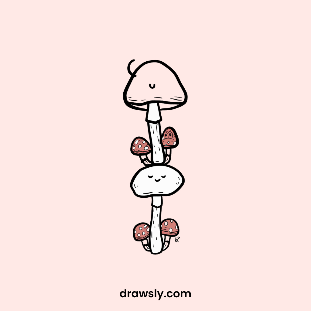 Mushroom Totem Pole Drawing Idea