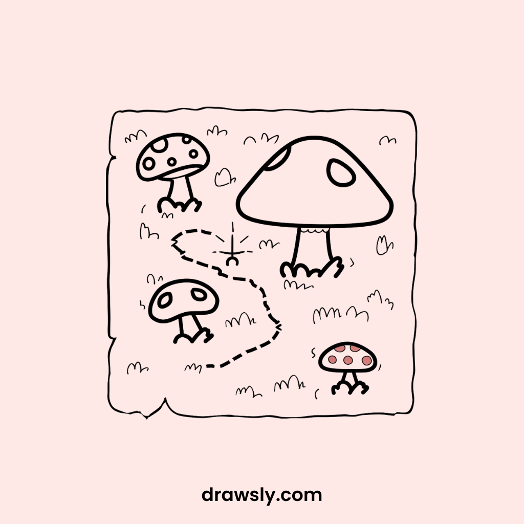 Mushroom Treasure Map Drawing Idea