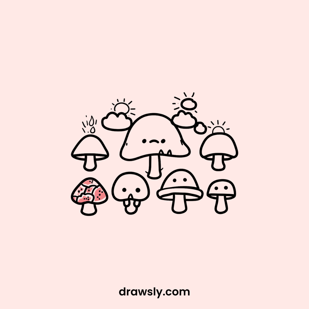 Mushroom Weather Forecast Drawing Idea