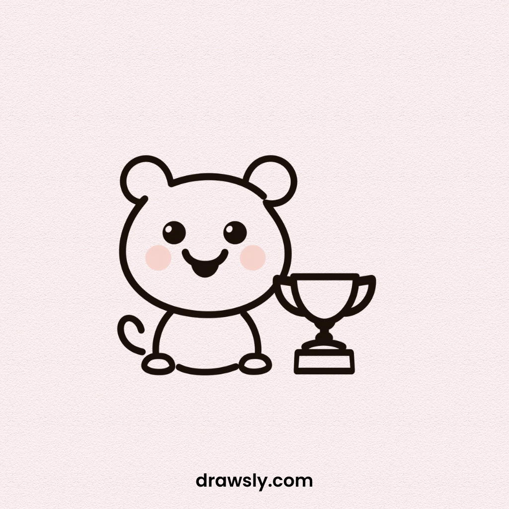 Proud Dog with Trophy Drawing Idea