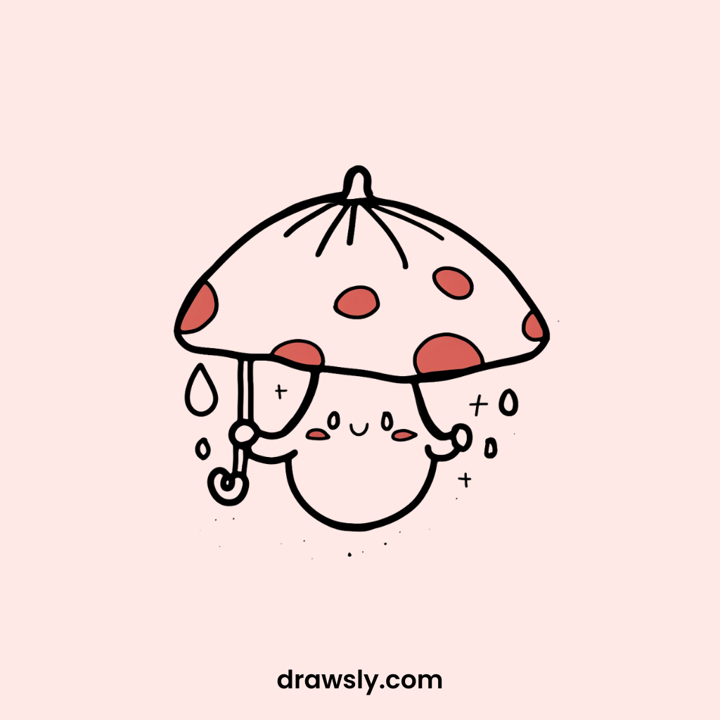 Whimsical Mushroom Umbrellas Drawing Idea